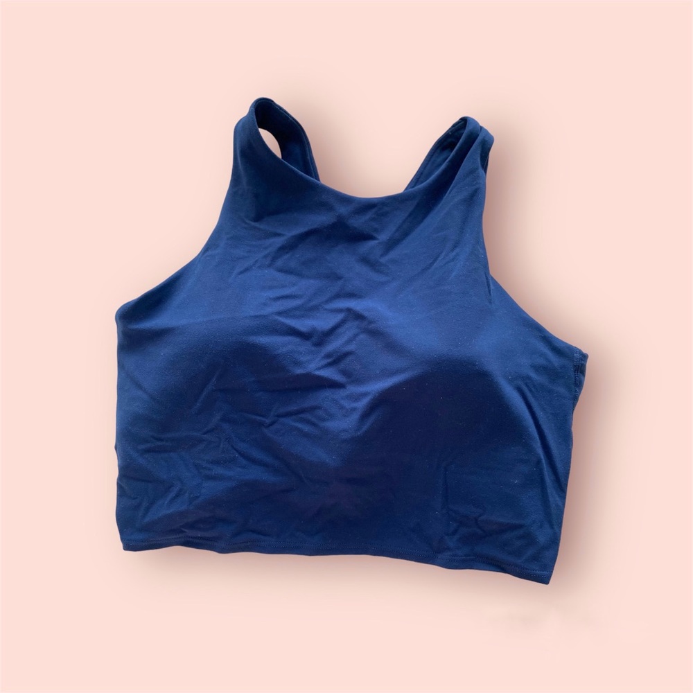 Athleta conscious crop bra size Large D-DD, dark blue!